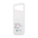 Waterbestendige eco-powerbank met karabijnhaak 5.000 mAh kleur wit tweede weergave achterkant