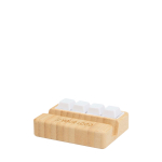 Bamboe telefoonhouder met toetsenbord-achtig antistress-speeltje met afdrukgebied