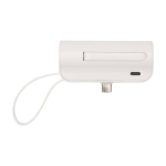 2-in-1 powerbank van gerecycled plastic met opvouwbare standaard kleur wit weergave detail 1