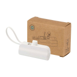 2-in-1 powerbank van gerecycled plastic met opvouwbare standaard kleur wit derde weergave