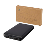 Powerbank van gerecycled plastic met LED-laadindicator 10.000 mAh kleur zwart