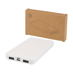 Powerbank van gerecycled plastic met LED-laadindicator 10.000 mAh kleur wit