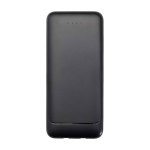 Externe batterij van gerecycled plastic met twee kabels 10.000 mAh kleur zwart tweede weergave voorkant