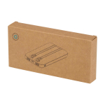 Externe batterij van gerecycled plastic met twee kabels 10.000 mAh kleur wit tweede weergave met doos