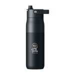 Thermosfles met geïntegreerd waterzuiveringsfilter 680 ml kleur zwart weergave tampondruk