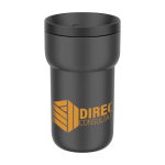 100% lekvrije reisbeker 275 ml kleur zwart weergave met logo