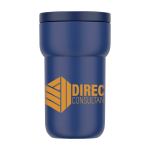 100% lekvrije reisbeker 275 ml kleur marineblauw weergave met logo