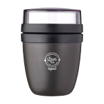 Mini plastic lunchbox met dubbele compartimenten 420 ml Mepal Ellipse kleur zwart weergave tampondruk