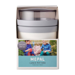 Mini plastic lunchbox met dubbele compartimenten 420 ml Mepal Ellipse kleur wit tweede weergave met doos