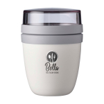 Mini plastic lunchbox met dubbele compartimenten 420 ml Mepal Ellipse kleur wit weergave tampondruk