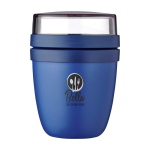 Mini plastic lunchbox met dubbele compartimenten 420 ml Mepal Ellipse kleur marineblauw weergave tampondruk
