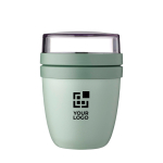 Mini plastic lunchbox met dubbele compartimenten 420 ml Mepal Ellipse met afdrukgebied