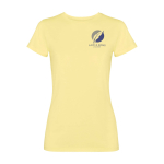 Getailleerd dames T-shirt met korte mouwen 280 g/m² Roly Fiyi kleur geel weergave zeefdruk