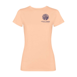 Getailleerd dames T-shirt met korte mouwen 280 g/m² Roly Fiyi kleur koraal weergave zeefdruk