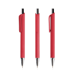 Ergonomische pen met driehoekige body en soft-touch afwerking kleur donkerrood