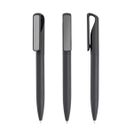 Pen met soft-touch afwerking en metalen clip met spiegel-effect kleur zwart