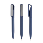 Pen met soft-touch afwerking en metalen clip met spiegel-effect kleur donkerblauw