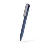 Pen met soft-touch afwerking en metalen clip met spiegel-effect kleur donkerblauw