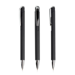 Aluminium pen met drukmechanisme en zilverkleurige details kleur zwart