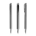 Aluminium pen met drukmechanisme en zilverkleurige details kleur donkergrijs