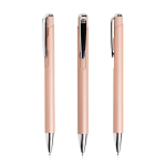 Aluminium pen met drukmechanisme en zilverkleurige details kleur rose gold
