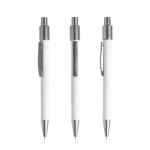 Aluminium pen met metalen clip en spinner, zwarte inkt kleur wit