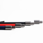 Aluminium pen met metalen clip en spinner, zwarte inkt