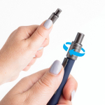 Aluminium pen met metalen clip en spinner, zwarte inkt