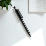 Pen van gerecycled ABS met drukmechanisme, blauwe inkt kleur zwart