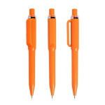 Pen van gerecycled ABS met drukmechanisme, blauwe inkt kleur oranje