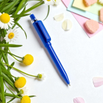 Pen van gerecycled ABS met drukmechanisme, blauwe inkt