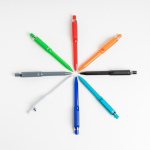 Pen van gerecycled ABS met drukmechanisme, blauwe inkt