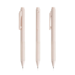 Eco-pen met siliconen grip en ribbels, zwart kleur beige