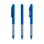 Eco-pen met siliconen grip en ribbels, zwart kleur marineblauw