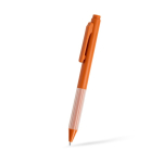 Eco-pen met siliconen grip en ribbels, zwart kleur lichtbruin