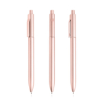 Eco-pen met geïntegreerde clip en reliëfstrepen, zwarte inkt kleur rose gold