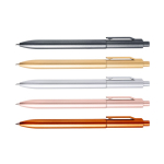 Eco-pen met geïntegreerde clip en reliëfstrepen, zwarte inkt