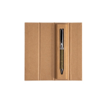 Draaipen van roestvrij staal en theeresten, zwarte inkt