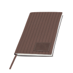 Notitieboek van PU met textuur en bedrukbaar label, A5 blanco pagina’s kleur bruin