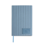 Notitieboek van PU met textuur en bedrukbaar label, A5 blanco pagina’s kleur lichtblauw