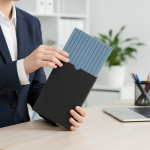 Notitieboek van PU met textuur en bedrukbaar label, A5 blanco pagina’s