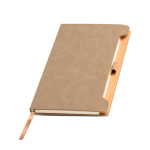 Eco-notitieboek met zijhouder voor pen A5 blanco pagina’s kleur beige