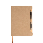 Eco-notitieboek met zijhouder voor pen A5 blanco pagina’s kleur beige