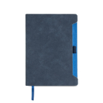 Eco-notitieboek met zijhouder voor pen A5 blanco pagina’s kleur marineblauw