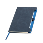 Eco-notitieboek met zijhouder voor pen A5 blanco pagina’s kleur marineblauw