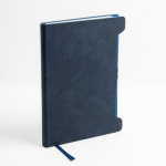 Eco-notitieboek met zijhouder voor pen A5 blanco pagina’s kleur marineblauw