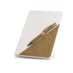 Notitieboek van gerecycled katoen met groene-thee pen A5 kleur beige