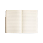 Notitieboek van gerecycled katoen met groene-thee pen A5 kleur beige