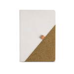 Notitieboek van gerecycled katoen met groene-thee pen A5 kleur beige