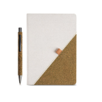 Notitieboek van gerecycled katoen met groene-thee pen A5